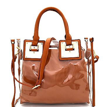 XB2207-LP Hardware Accent 2 in 1 Clear Satchel