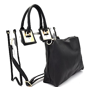 XB2207-LP Hardware Accent 2 in 1 Clear Satchel