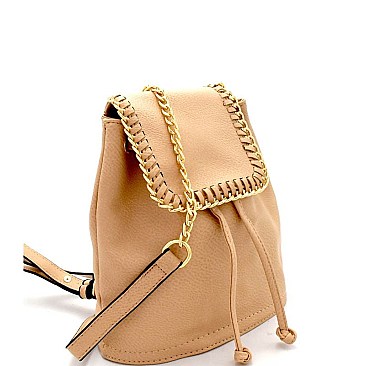 Chain Accent Flap Medium Fashion Backpack XB2302-L