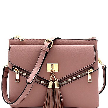 MULTI COMPARTMENT TASSEL CROSS BODY & SHOULDER BAG