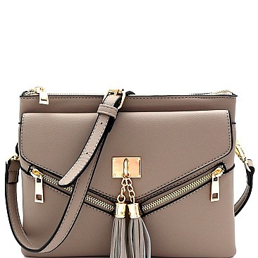 MULTI COMPARTMENT TASSEL CROSS BODY & SHOULDER BAG