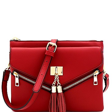 MULTI COMPARTMENT TASSEL CROSS BODY & SHOULDER BAG