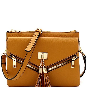 MULTI COMPARTMENT TASSEL CROSS BODY & SHOULDER BAG