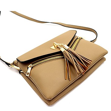 MULTI COMPARTMENT TASSEL CROSS BODY & SHOULDER BAG