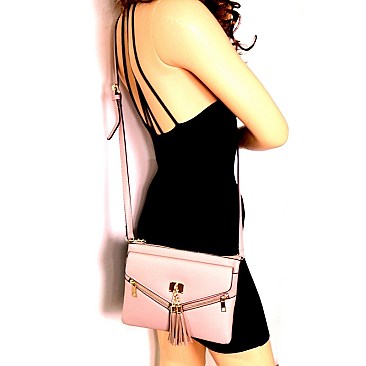 MULTI COMPARTMENT TASSEL CROSS BODY & SHOULDER BAG