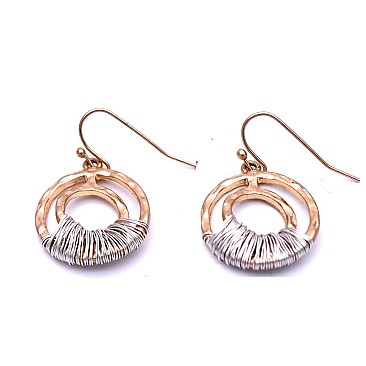 XE1522-LP Metal Wire Wrap Fish Hook Round Earring