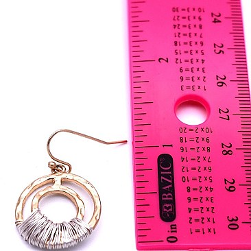 XE1522-LP Metal Wire Wrap Fish Hook Round Earring