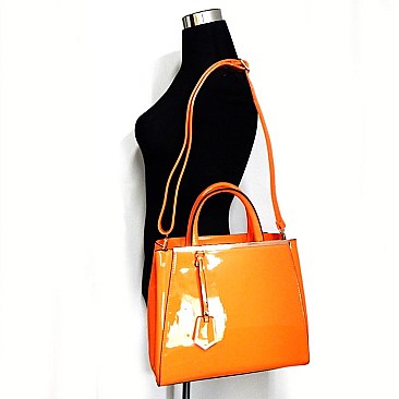 Summer Design Metal Hardware Accented Patent Tote