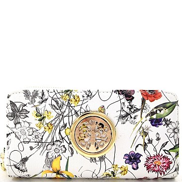 Flower Print Emblem Wallet