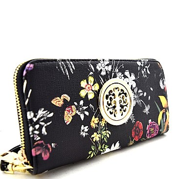 Flower Print Emblem Wallet