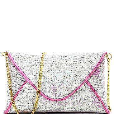 XS0002-LP Sequin Embellished Envelope Clutch