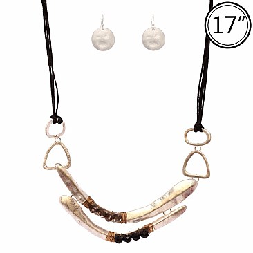 XS0776-LP Glass Bead Wire Wrap Handmade Metal Statement Necklace SET