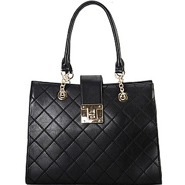 Stylish Faux-Leather Quilted Structured Tote MH-XX7169