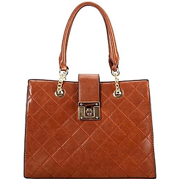 Stylish Faux-Leather Quilted Structured Tote MH-XX7169