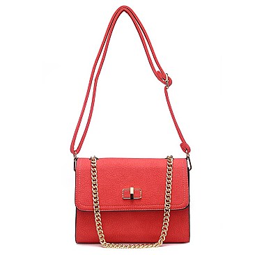 Leather Like Messenger With Chain Strap