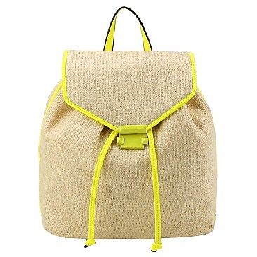 Straw Neon Trimmed Backpack