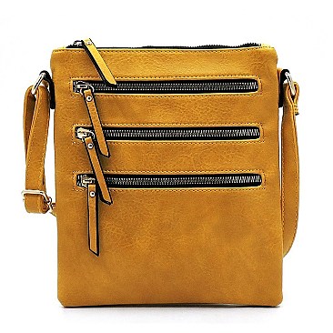 Fashion Multi Zip Pocket Crossbody Bag