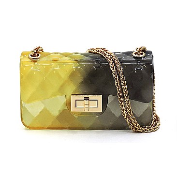 Quilt Embossed Multi Color Jelly Classic Shoulder Bag