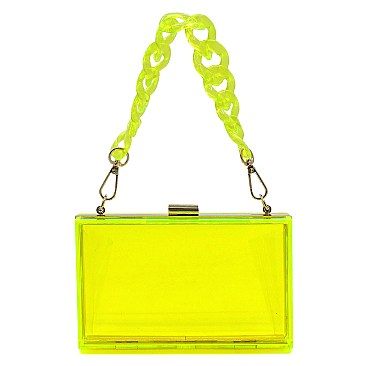 Acrylic Chain Handle See Thru Crossbody Clutch