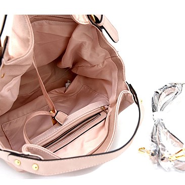YB0024-LP High Quality Buckle Accent Convertible Hobo
