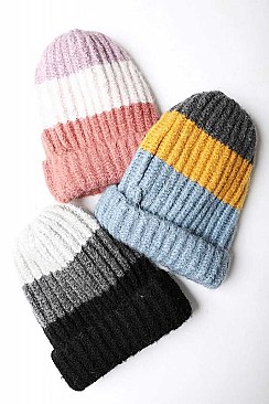 COLOR BLOCK KNIT BEANIE