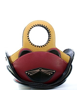 DESIGNER ACCORDION CAT FIGURE HANDBAG