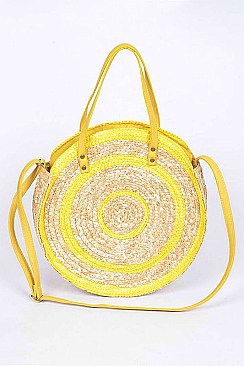 2Tone Raffia Straw Round Bag