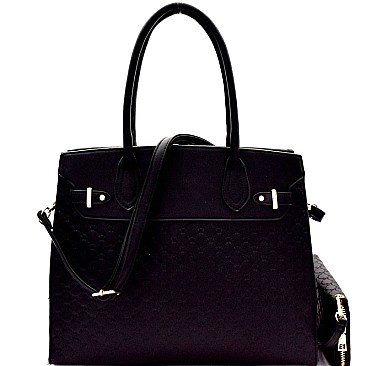 Heart Pattern Checker Structured Satchel Wallet SET MH-YF7153W