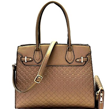 Heart Pattern Checker Structured Satchel Wallet SET MH-YF7153W