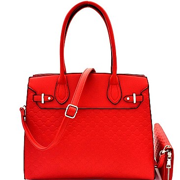 Heart Pattern Checker Structured Satchel Wallet SET MH-YF7153W