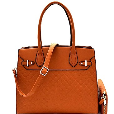 Heart Pattern Checker Structured Satchel Wallet SET MH-YF7153W