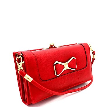 Fashionable Bow Accent Smartphone Friendly Kiss-Lock Wallet Cross Body MH-YG100