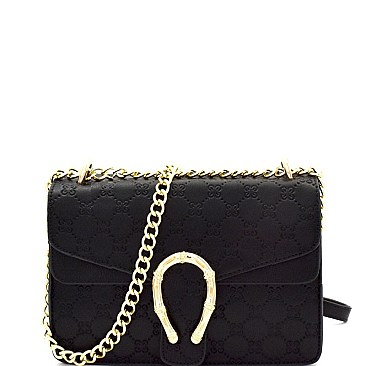 Monogram Embossed Horseshoe Accent Shoulder Bag  MH-YH7046