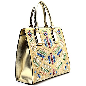 YL102M-LP Multi-colored Rhinestone Tote