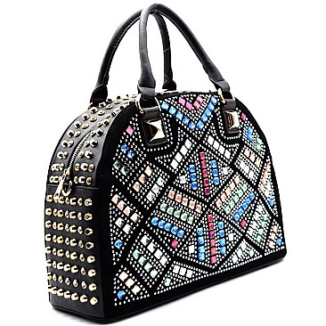 YL1300M-LP Multi-colored Rhinestone Side 2 Way Satchel