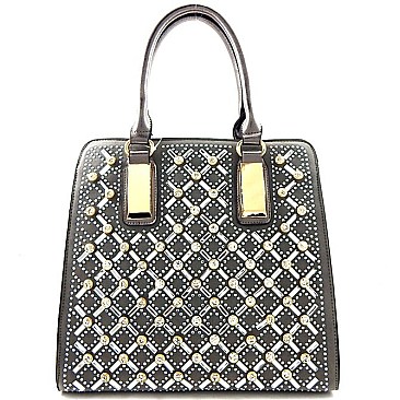 Boutique Rhinestone Embellished Hardware Accent Tote