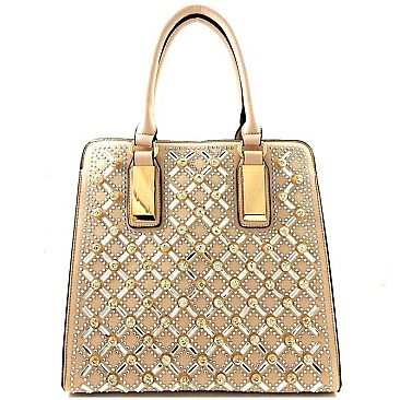 Boutique Rhinestone Embellished Hardware Accent Tote