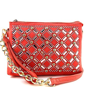 Quality Rhinestone Dual Compartment Wristlet Shoulder Bag