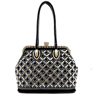 Quality Jewel-top Rhinestone Embellished Frame Satchel