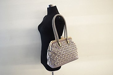 Quality Jewel-top Rhinestone Embellished Frame Satchel