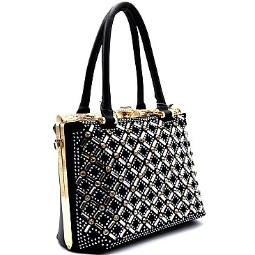 YL316-LP Rhinestone Jewel-top Frame Satchel