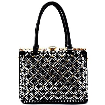YL316-LP Rhinestone Jewel-top Frame Satchel