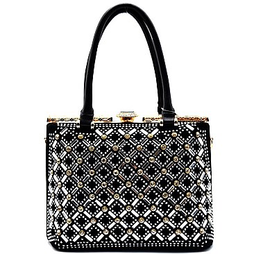 YL316-LP Rhinestone Jewel-top Frame Satchel