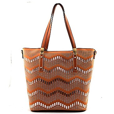 Quality Zig Zag Rhinestone Large Bucket Tote