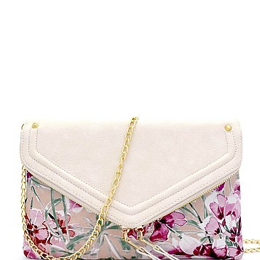 Fold-Over Envelope Clutch Shoulder Bag YLK17039-LP