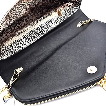 Fold-Over Envelope Clutch Shoulder Bag YLK17039-LP