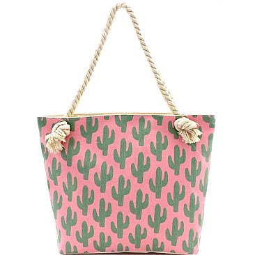 Pineapple Print Canvas Rope Handle Shopper Tote MH-YM2102