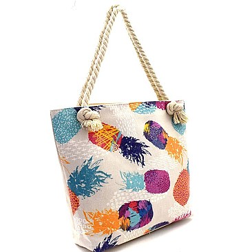 Pineapple Print Canvas Rope Handle Shopper Tote MH-YM2102