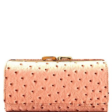 Ostrich Embossed Kiss-Lock Compartment Wallet MH-YW003