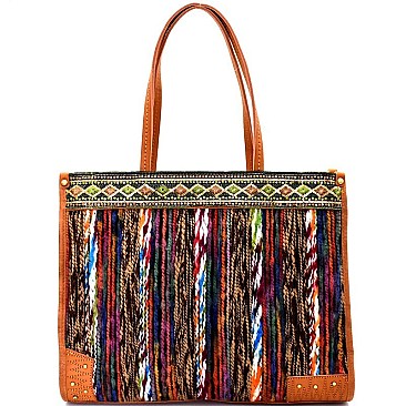 ZB6400-LP  Multi-Color Fur Thread Bohemian Tote